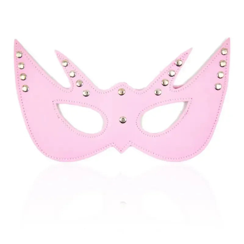 Dominitoy Pink Blindfold Mask – Leather Look, Studded Eye Mask for Couples