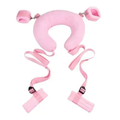 Dominitoy Pink U‑Shaped Travel Neck Restraint with Four Point Straps