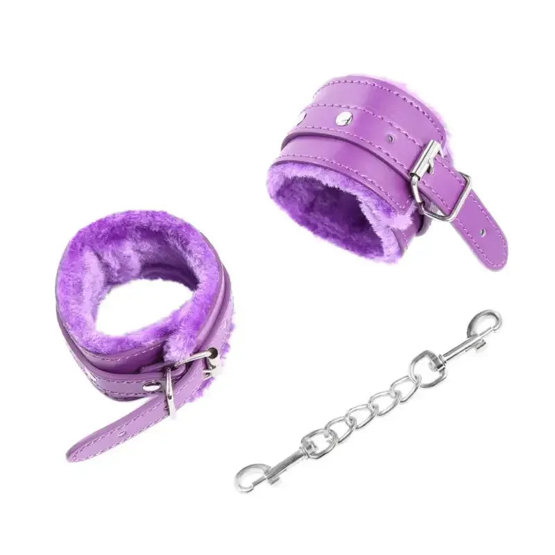 Dominitoy Plush Leatherette Ankle & Wrist Cuffs – Adjustable BDSM Restraints