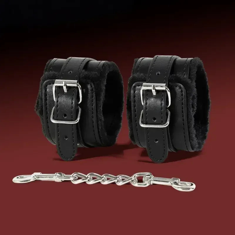 Dominitoy Plush Leatherette Ankle & Wrist Cuffs – Adjustable BDSM Restraints