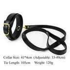 Dominitoy PU Leather BDSM Collar and Leash Set, Adjustable Padded Neck