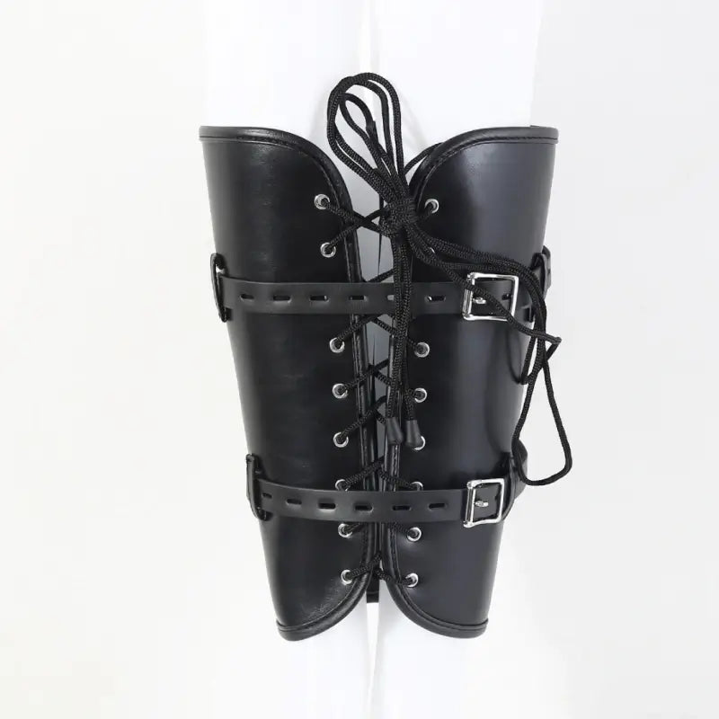 Dominitoy PU Leather Leg Restraint Binder - Padded Calf Bondage Straps
