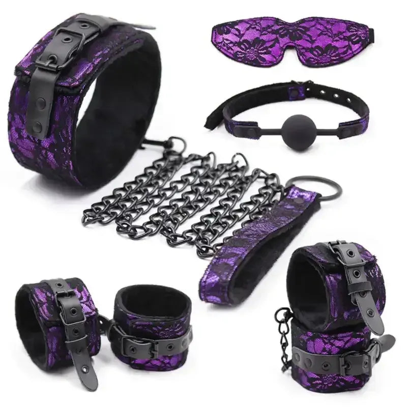 Dominitoy Purple Lace BDSM Restraint Set – Luxury Bondage Kit for Couples