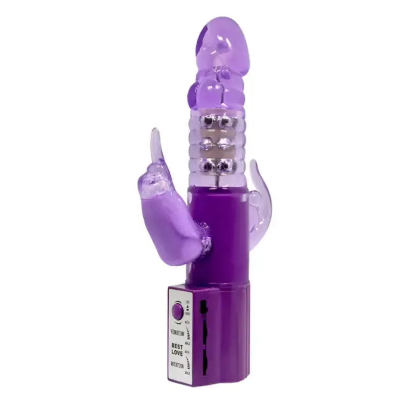 Dominitoy Purple Rabbit Vibrator: Dual Action Rotating & Vibrating G-Spot Massager