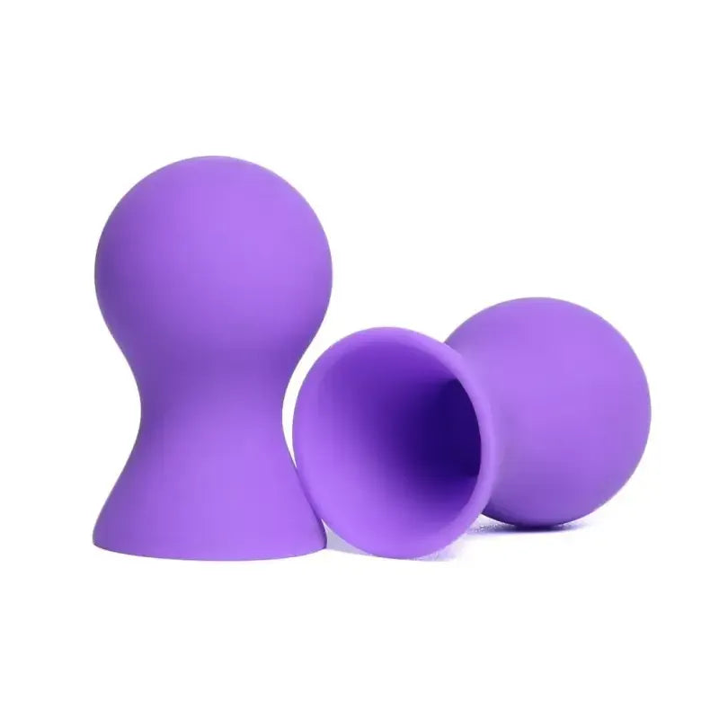 Dominitoy Purple Vibrant Nipple Suckers - Silicone BDSM Toys for Sensual Play