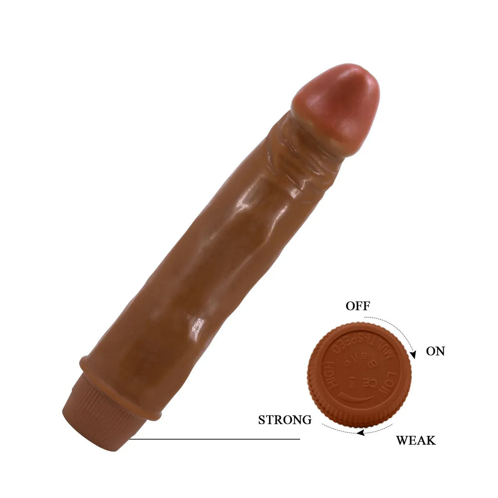 Dominitoy Realistic Vibrating Dildo — Multi-Speed TPR Vibrator, 2 AA, Discreet