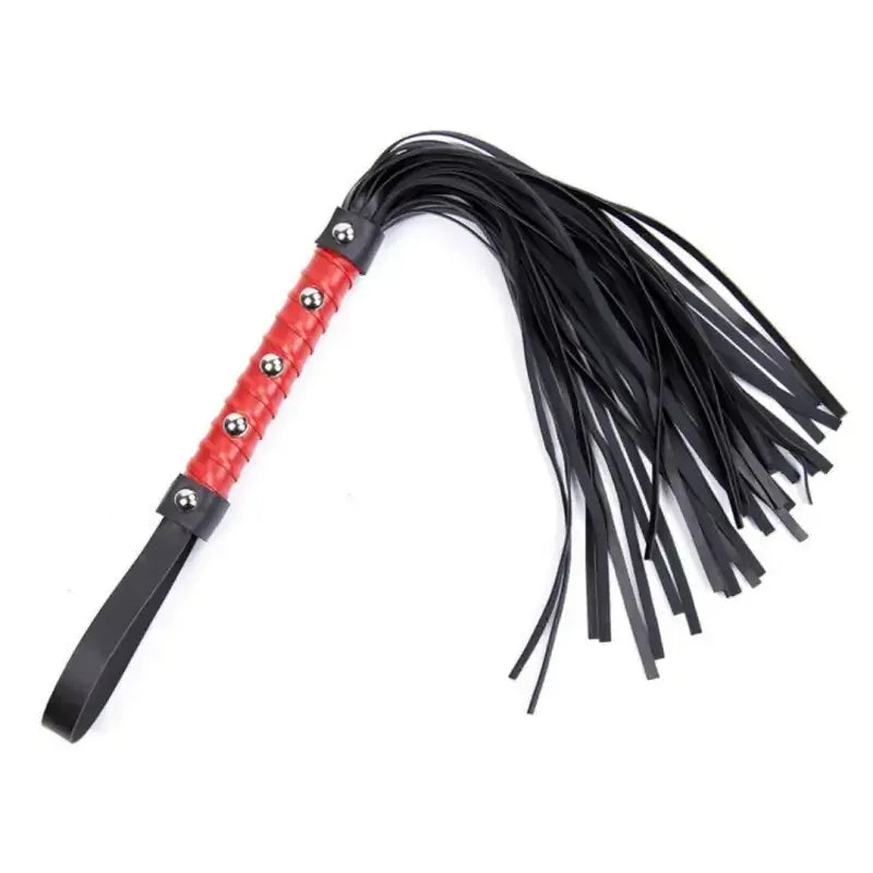 Dominitoy Red Dominitoy Red Studded Leather Flogger - Premium BDSM Whip for Couples Play