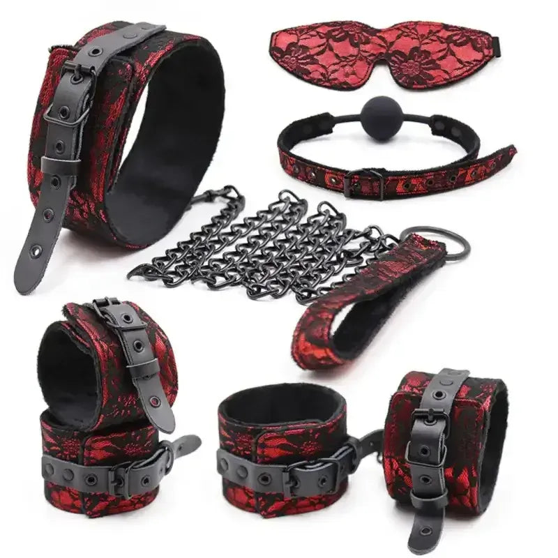 Dominitoy Red Lace BDSM Restraint Set – Luxury Bondage Kit for Couples