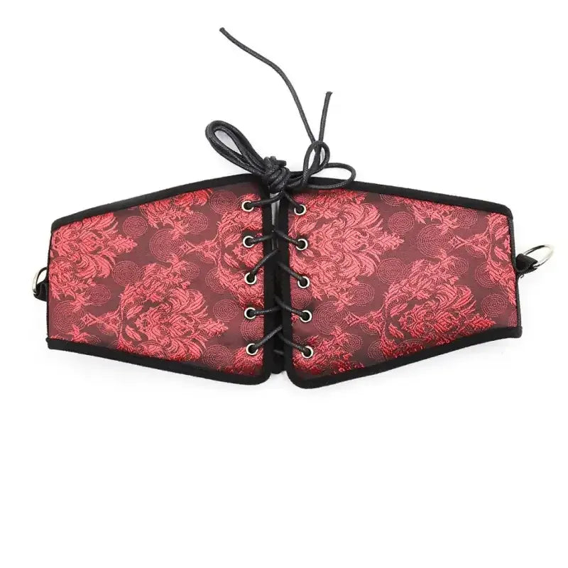 Dominitoy Red / One size Red Brocade Corset Belt + Detachable Cuffs – Chinese Floral Cincher