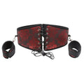 Dominitoy Red / One size Red Brocade Corset Belt + Detachable Cuffs – Chinese Floral Cincher