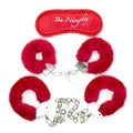 Dominitoy Red Red Fuzzy Handcuffs Set with Blindfold — Beginner Bondage Kit