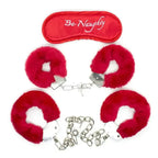 Dominitoy Red Red Fuzzy Handcuffs Set with Blindfold — Beginner Bondage Kit