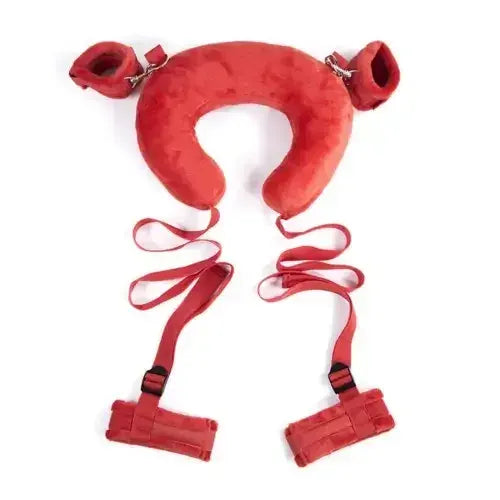 Dominitoy Red U‑Shaped Travel Neck Restraint with Four Point Straps