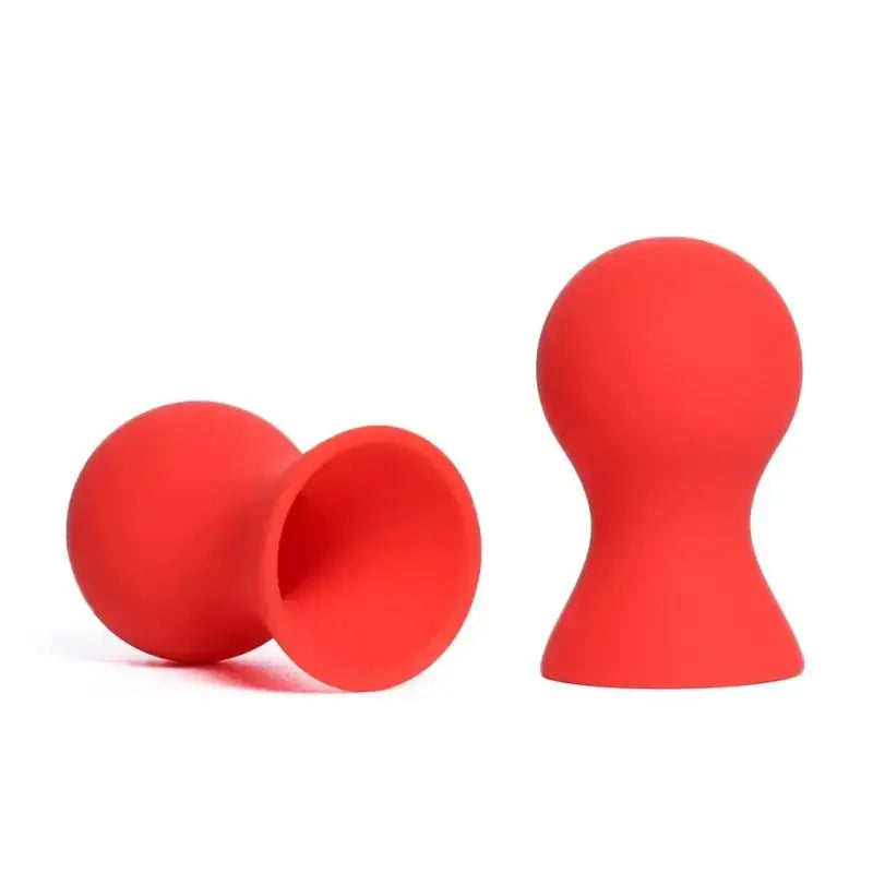 Dominitoy Red Vibrant Nipple Suckers - Silicone BDSM Toys for Sensual Play