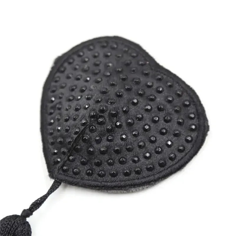 Dominitoy Rhinestone Heart Nipple Covers with Tassels - Reusable Crystal Pasties