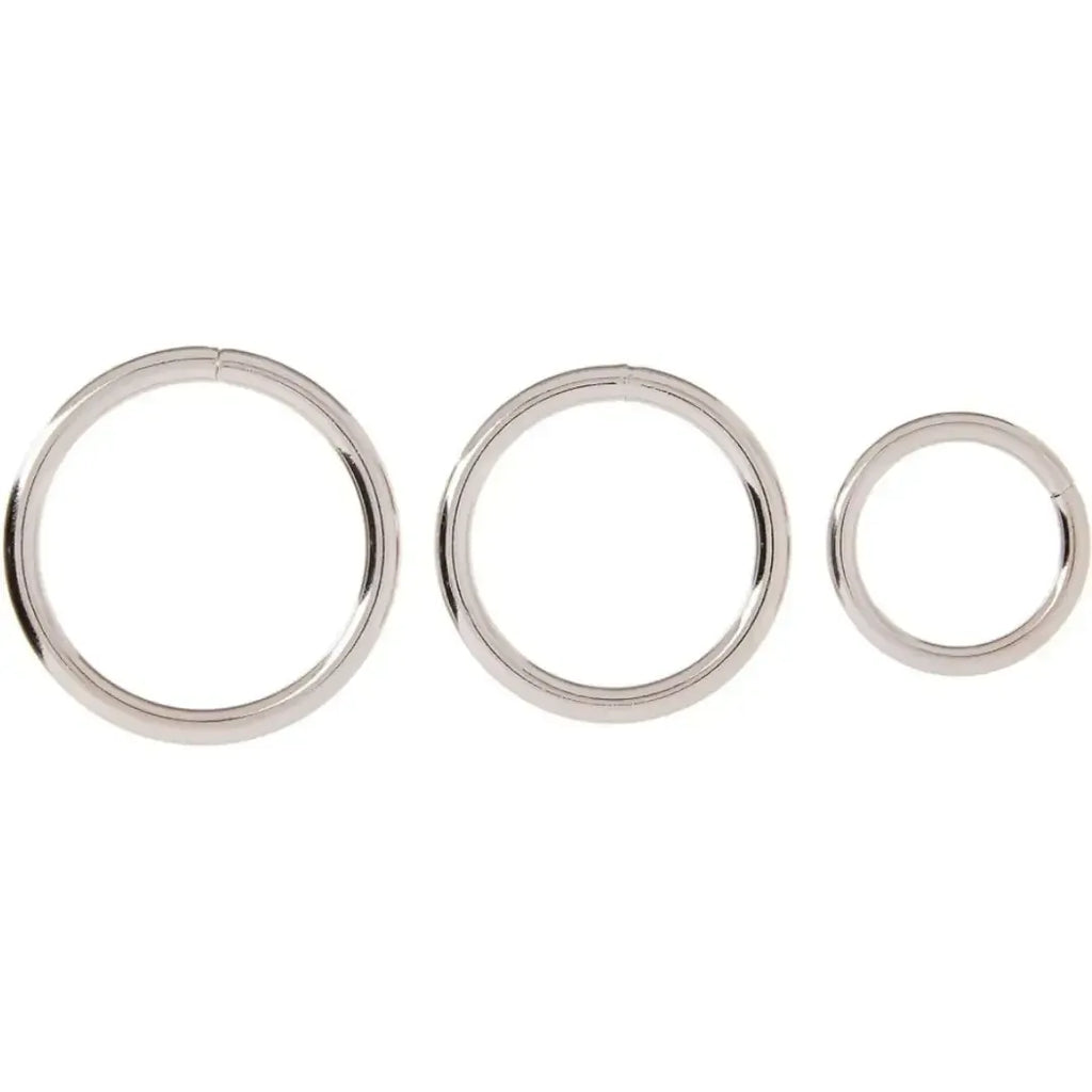 Dominitoy Silver / 3 Pcs Dominitoy Stainless Steel Cock Ring Set - 3 Sizes Premium Metal Penis Rings
