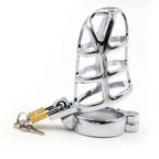 Dominitoy Silver Chastity Cage for Men - Metal Penis Cage with Lock