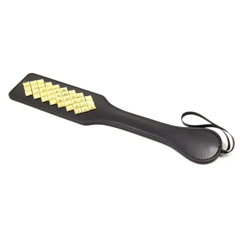 Dominitoy Studded Leather Paddle - Dual Sided BDSM Spanking Toy with Pyramid Studs