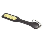 Dominitoy Studded Leather Paddle - Dual Sided BDSM Spanking Toy with Pyramid Studs