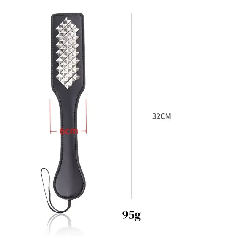 Dominitoy Studded Leather Paddle - Dual Sided BDSM Spanking Toy with Pyramid Studs