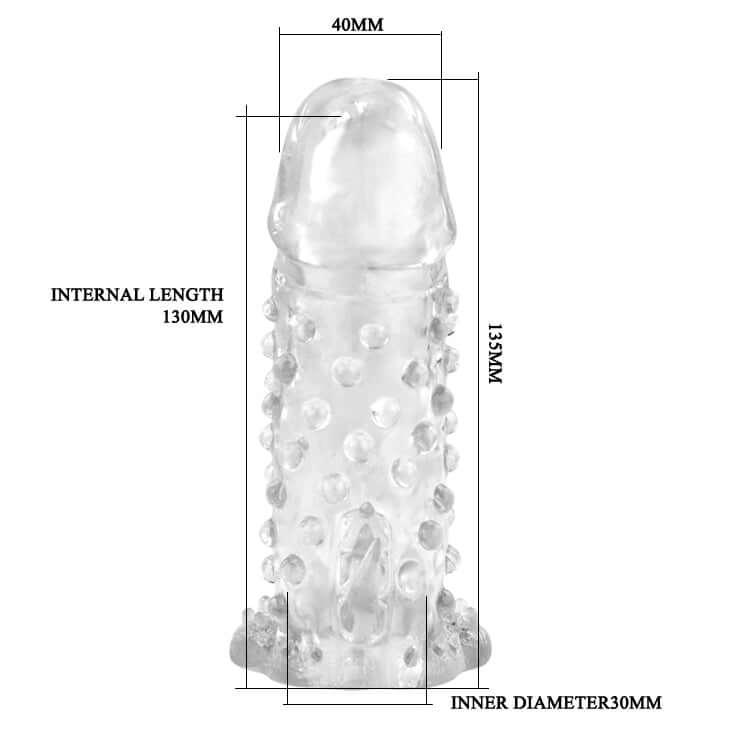 Dominitoy Textured Penis Sleeve — TPR Extension, Ribbed, Waterproof, Discreet