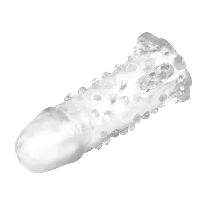 Dominitoy Textured Penis Sleeve — TPR Extension, Ribbed, Waterproof, Discreet