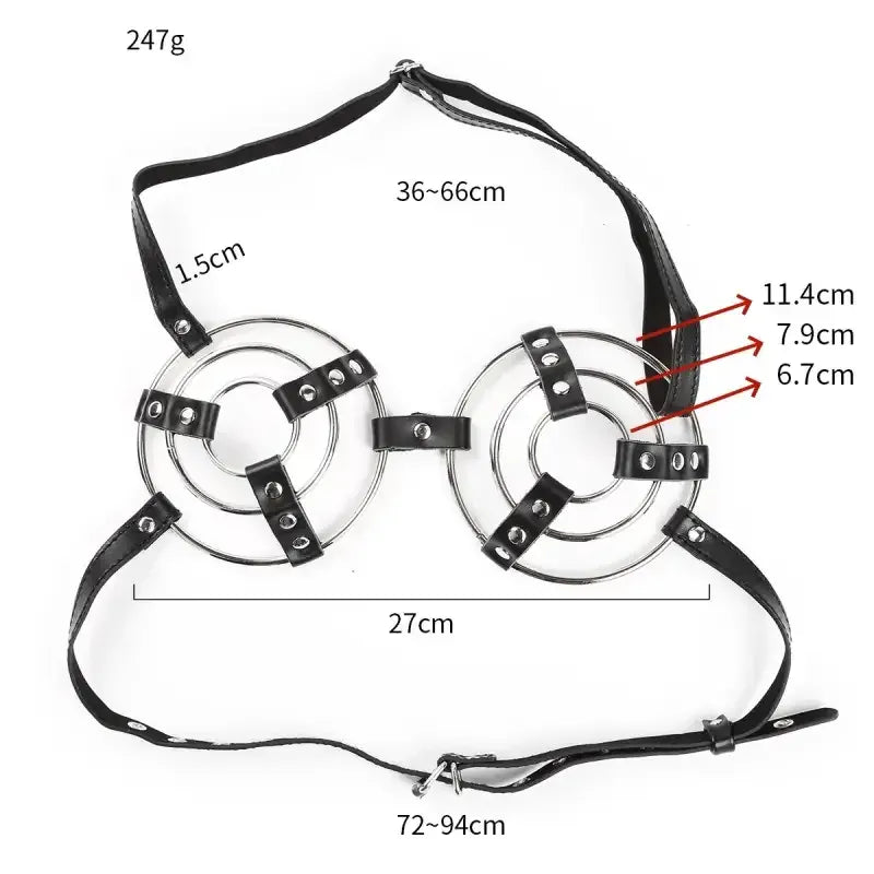 Dominitoy Triple O-Ring Body Harness - Adjustable Leather Chest Cage Lingerie