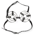 Dominitoy Triple O-Ring Body Harness - Adjustable Leather Chest Cage Lingerie