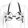 Dominitoy Triple O-Ring Body Harness - Adjustable Leather Chest Cage Lingerie
