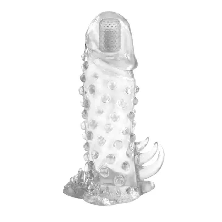 Dominitoy Vibrating Cock Sleeve — TPR Extension, Ribbed Texture, Tip Vibration