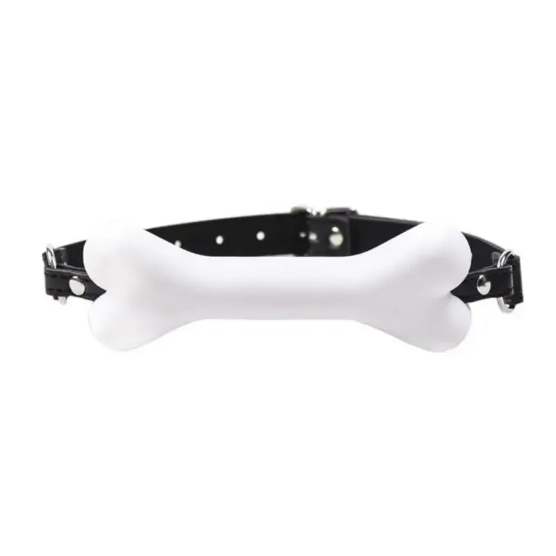 Dominitoy White Bone Gag for Puppy Play - Adjustable BDSM Mouth Gag