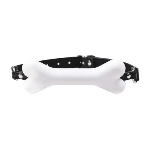 Dominitoy White Bone Gag for Puppy Play - Adjustable BDSM Mouth Gag