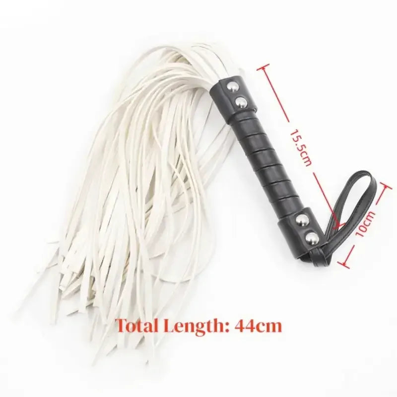 Dominitoy White Dominitoy Leather Flogger Whip - 44cm BDSM Bondage Toy for Couples & Beginners