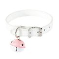 Dominitoy White Leather BDSM Collar with Bell - Adjustable Bondage Restraint
