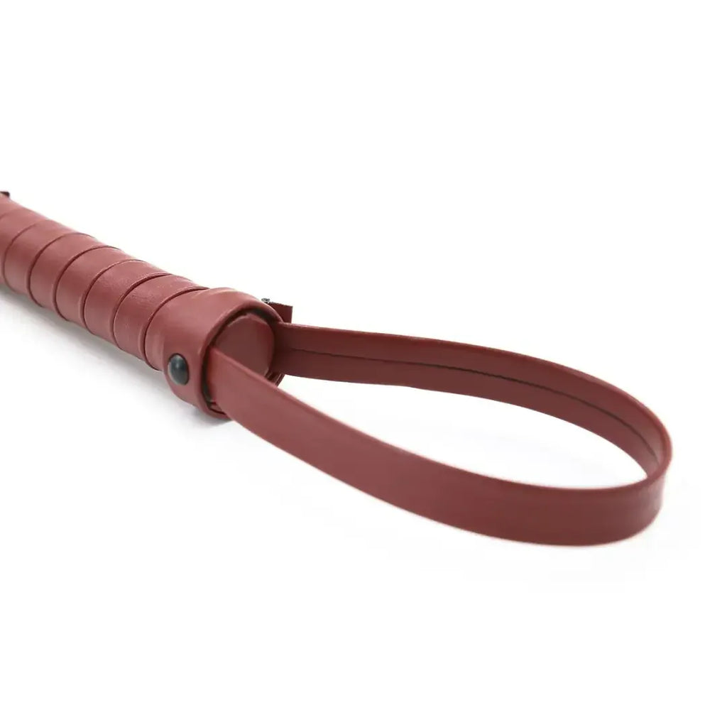 Dominitoy Wine Red Burgundy Leather Flogger - Two-Tone BDSM Whip for Couples Play
