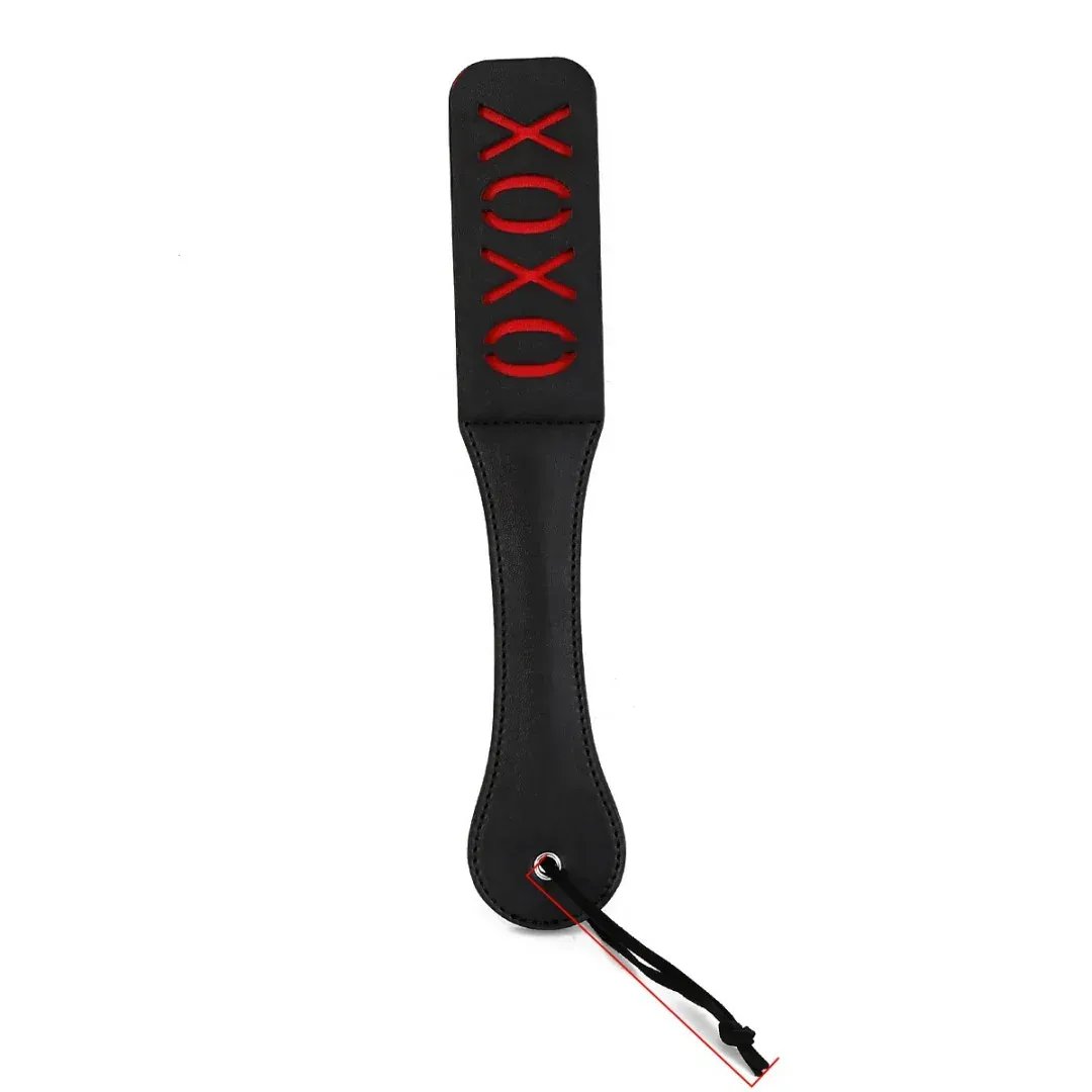 Dominitoy XOXO-Black Leather BDSM Paddle - Double-Layer Spanking Toy