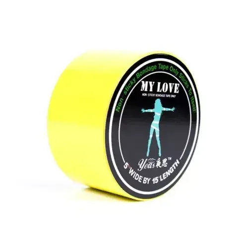 Dominitoy Yellow Bondage Tape — Electrostatic, Non‑Adhesive, Hair‑Safe