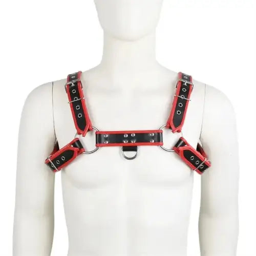 Red Leather Chest Harness for Men